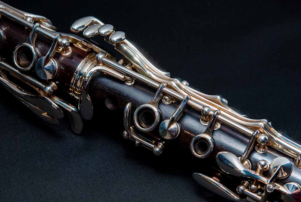 clarinet against dark background